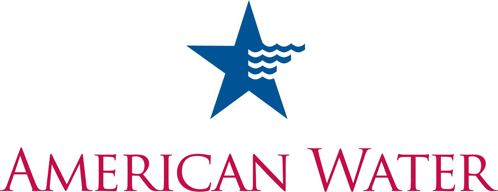 American Water logo with a blue star and waves above red lettering on a white background.