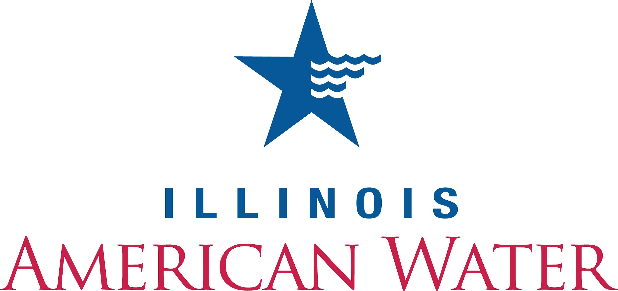 Illinois American Water logo with a blue star and red text on a white background.
