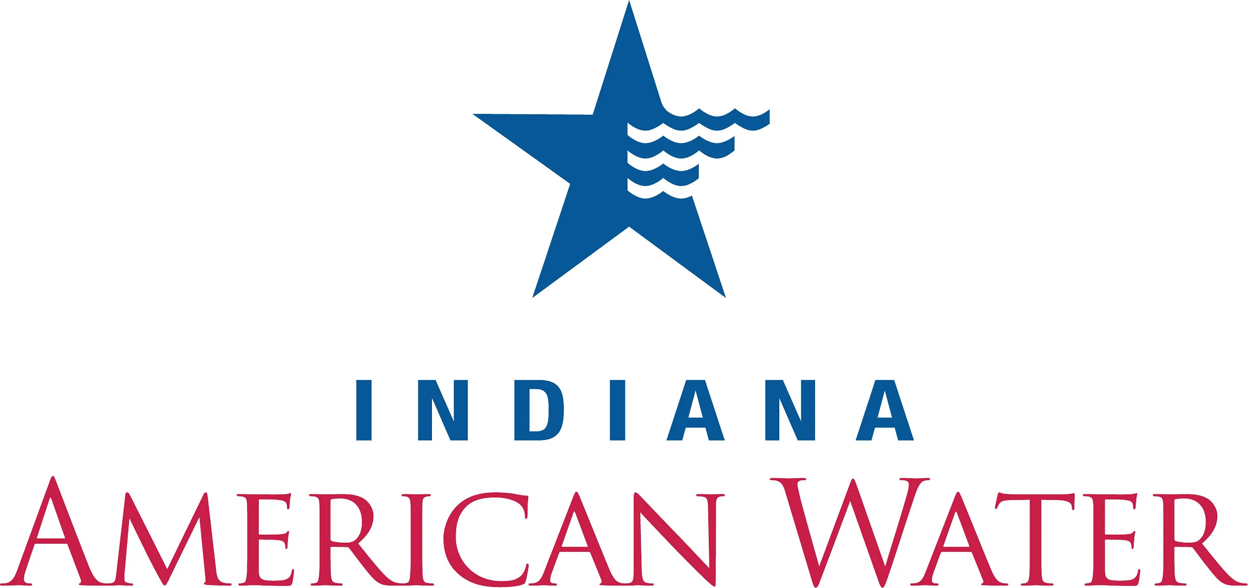 Indiana American Water logo with a blue star and waves above blue and red text.