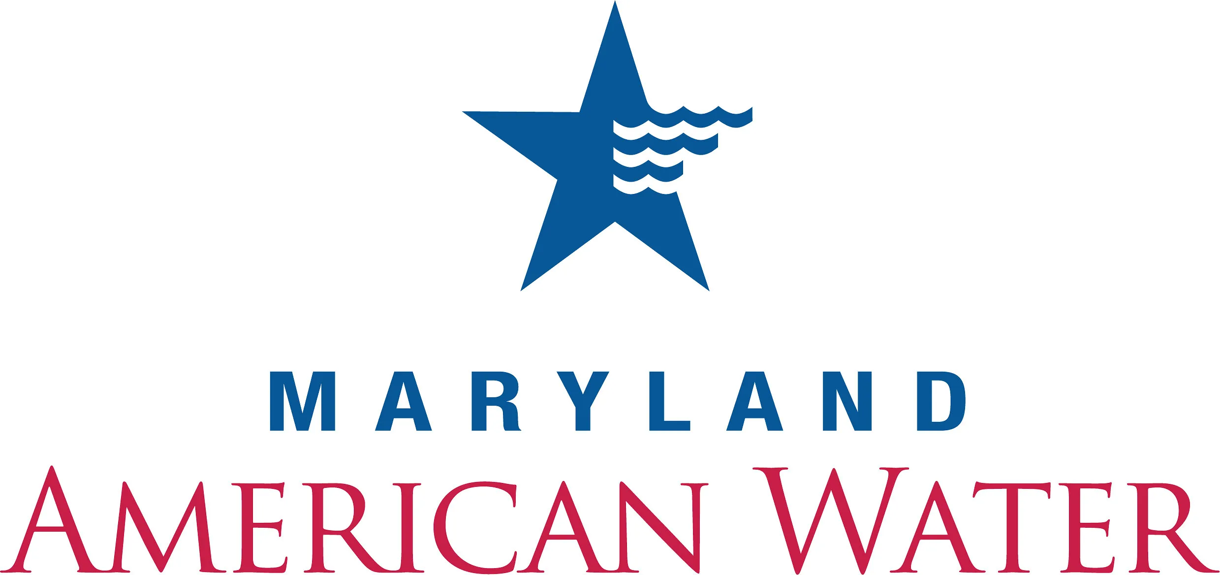 Maryland American Water logo with a blue star and waves above red lettering