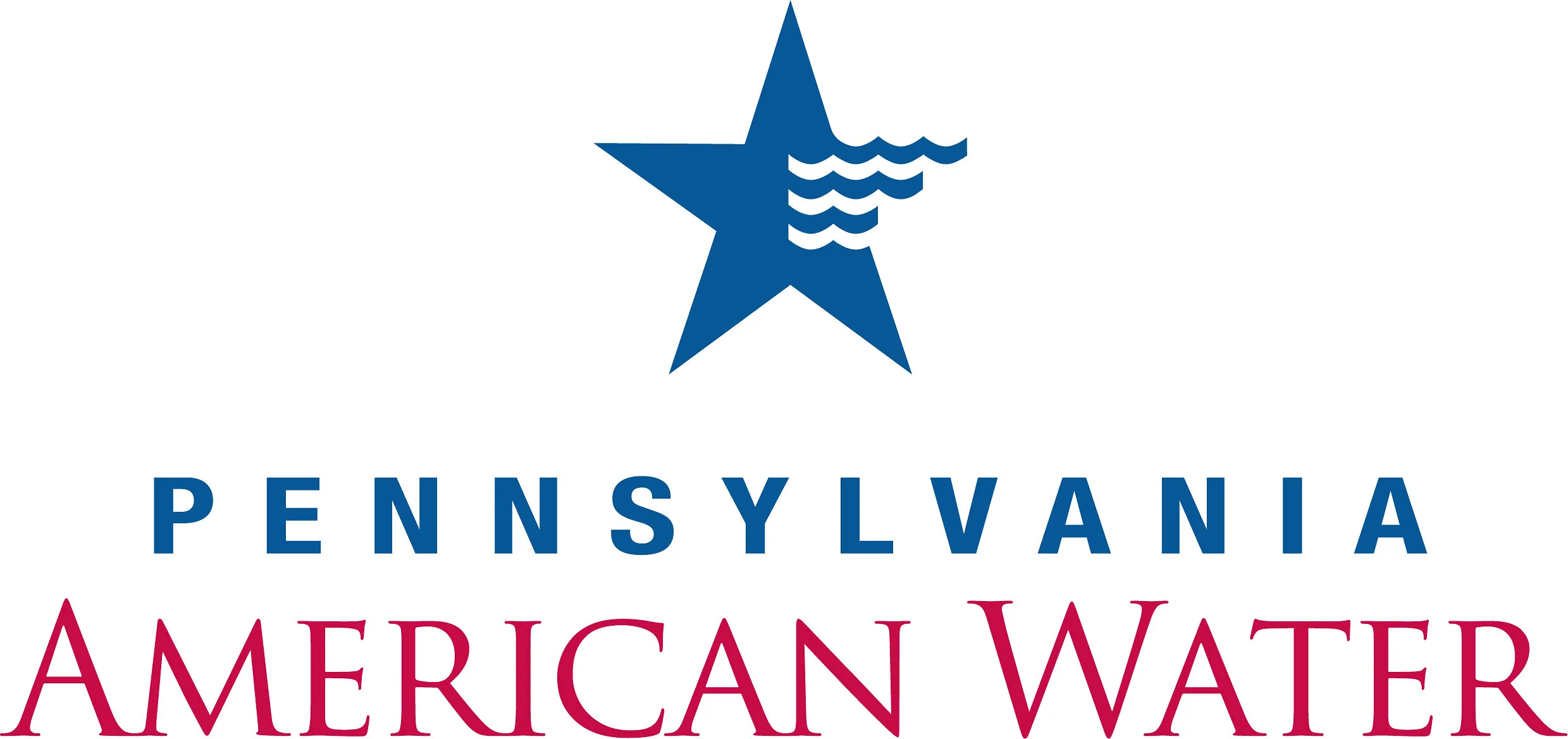 Pennsylvania American Water logo with a blue star and waves above blue and red text