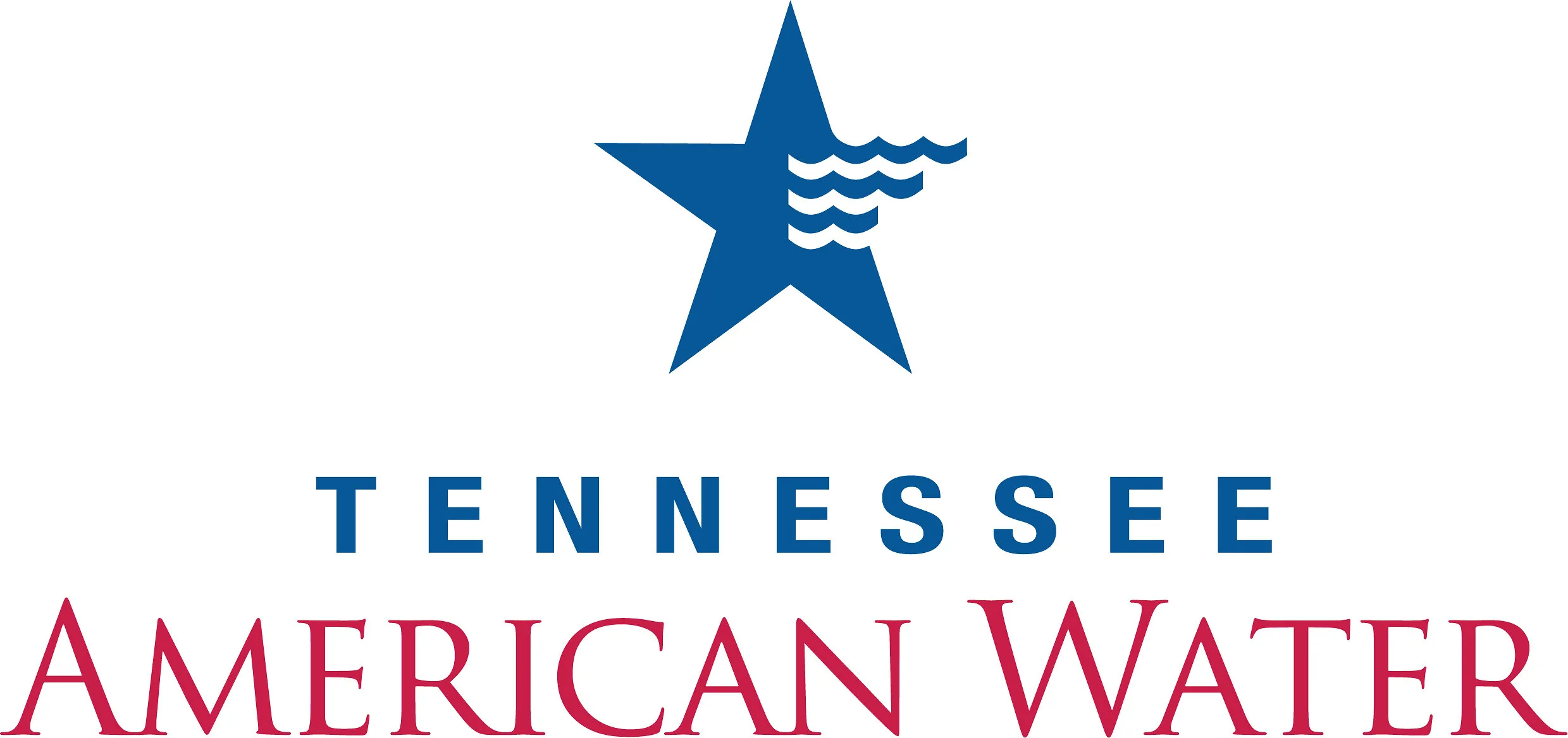 Tennessee American Water logo with a blue star and waves above blue and red text