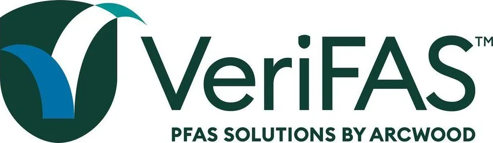 VeriFAS logo with the text “PFAS Solutions by Arcwood” on a white background.