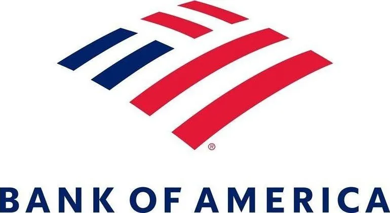 Bank of America logo with red and blue flag-like stripes above blue text on a white background