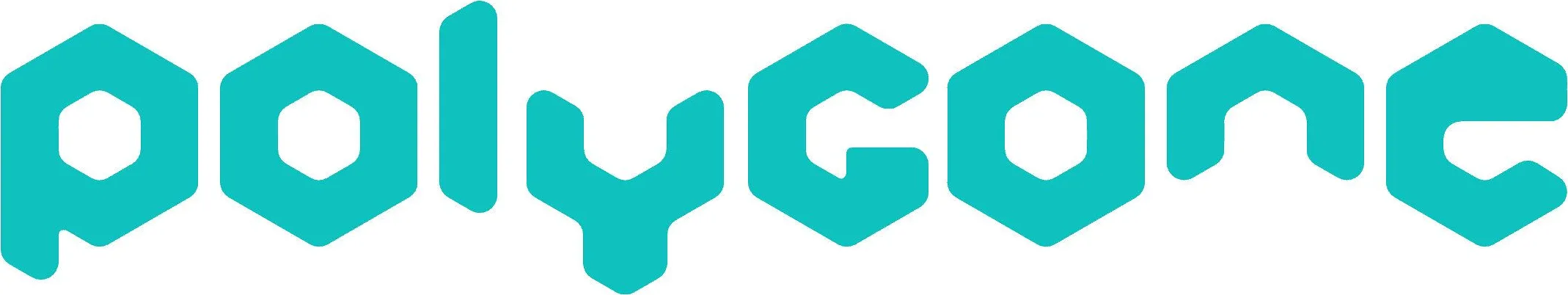 Polygone logo in turquoise on a white background.
