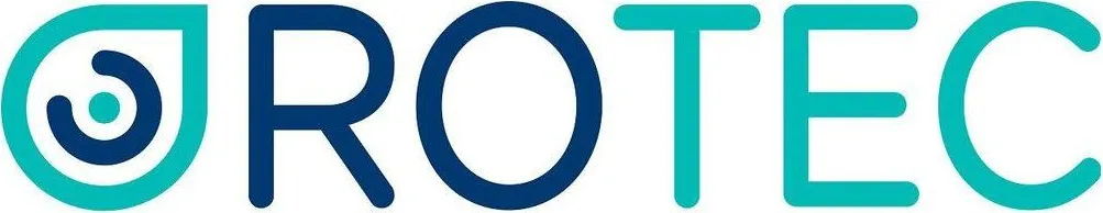 ROTEC logo with a teal circular icon and blue and teal lettering on a white background