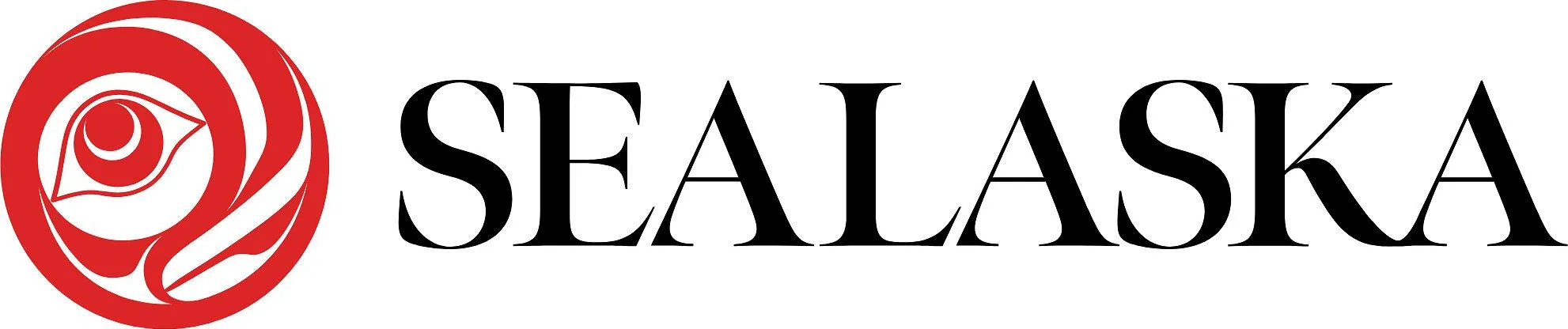Sealaska logo with a red circular emblem on a white background