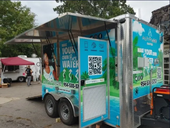 The Altitude Water Disaster Relief Trailer open and serving a community after a storm